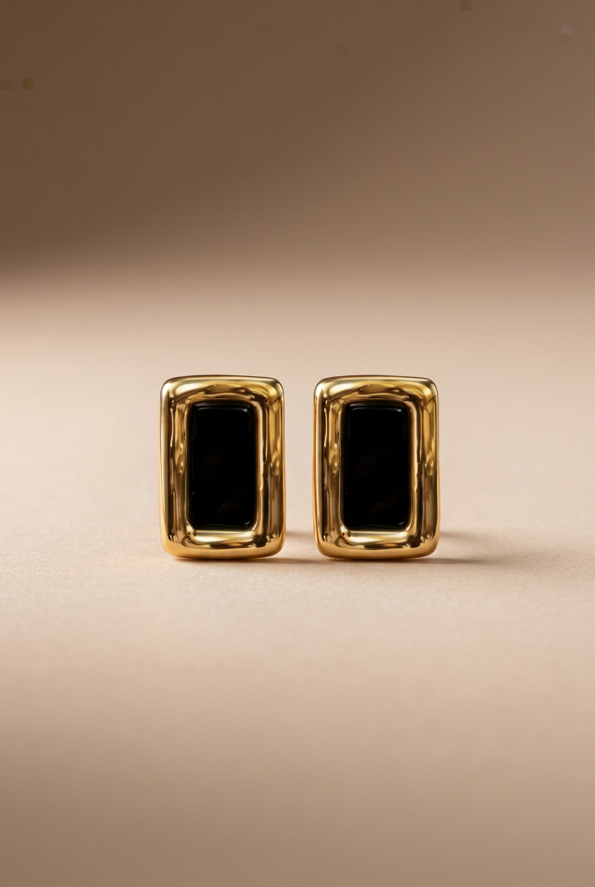 Aretes Espresso dorados con centro negro